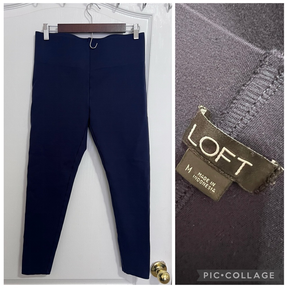 LOFT blue navy high rise ponte Leggings size M
